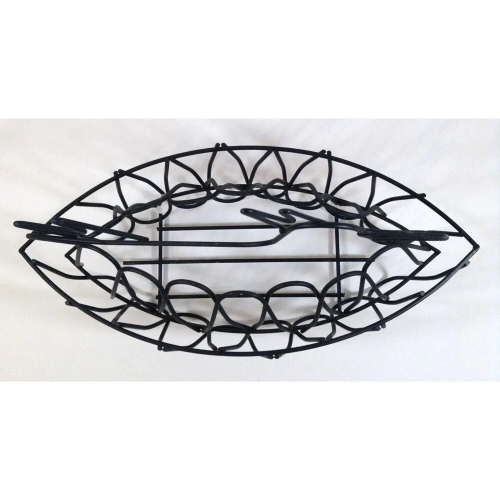 Vtg Wire Chicken Hen Egg Basket Black Farmhouse Country Homestead Kitchen 11x5x9